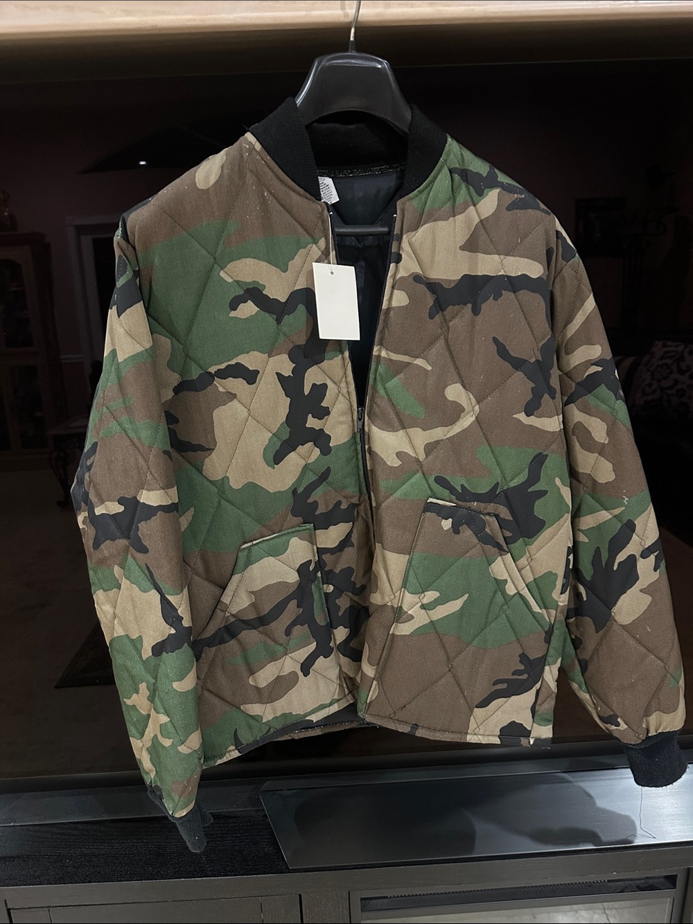 Just USA Men's Quilted Camo Bomber Jacket - Green/Brown/Black